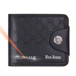 Free Name Engraving Men Wallets Slim Short Card Holder Male Wallet Photo Holder Men's Wallet Magnetic Buckle Money Clips