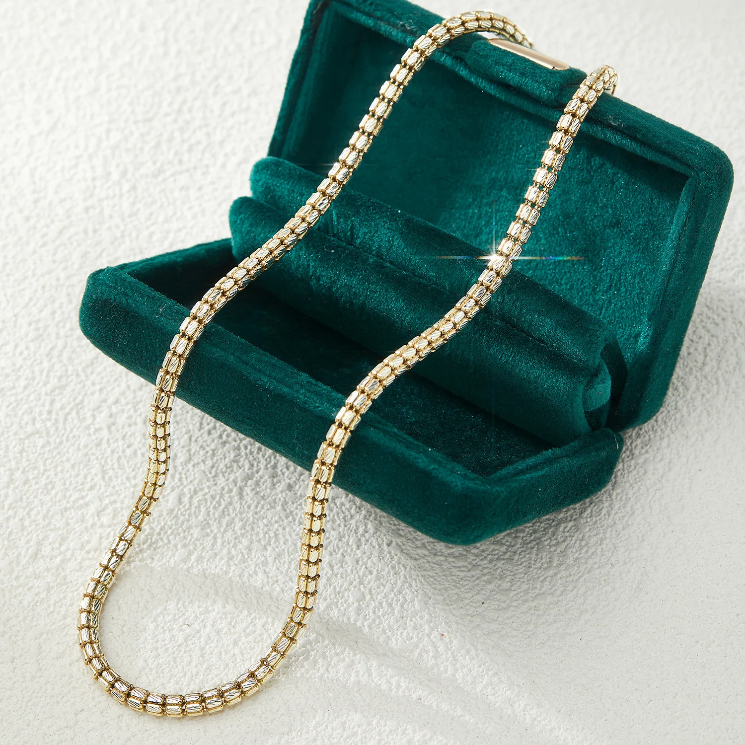 Italian S925 Silver Two Tone Six Striped Bead Necklace 925 Silver Jewelry Trend 5mm 40cm Choker Real Silver Chain 925 For Women