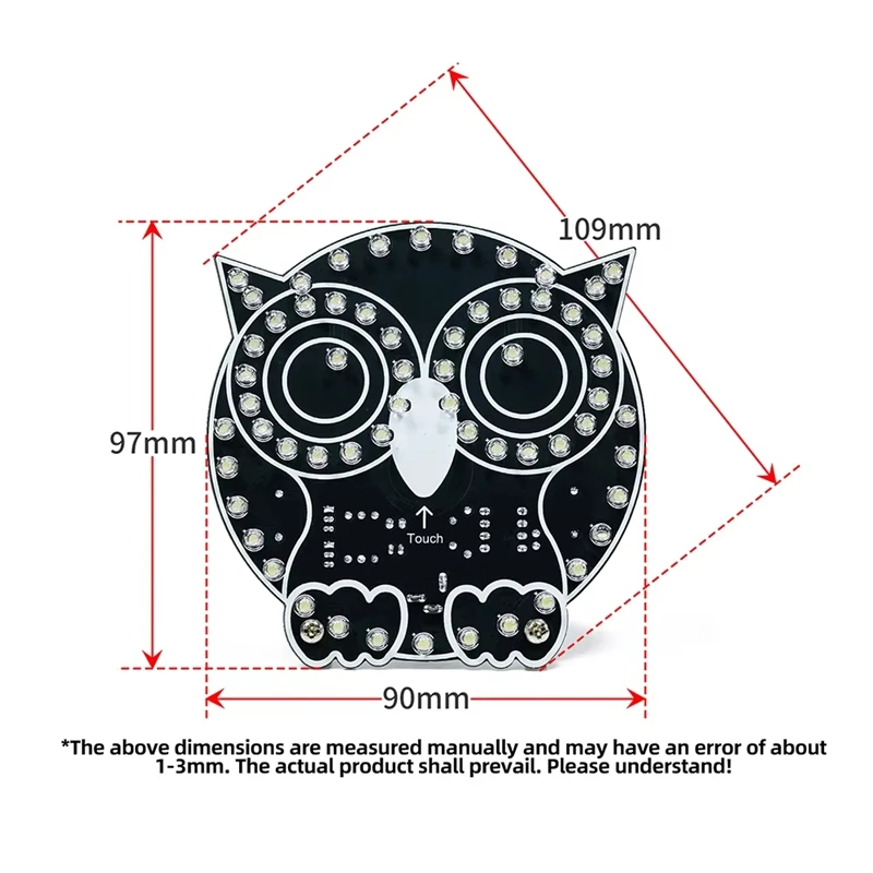 Owl Shaped LED Soldering Learning Kit Touch Control DIY Electronic Practice Board for STEM Beginners Creative Present
