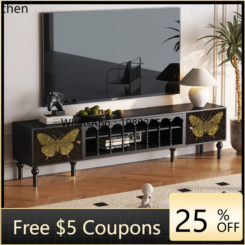 

solid wood TV cabinet, integrated living room storage and storage, wall-decorated side cabinet