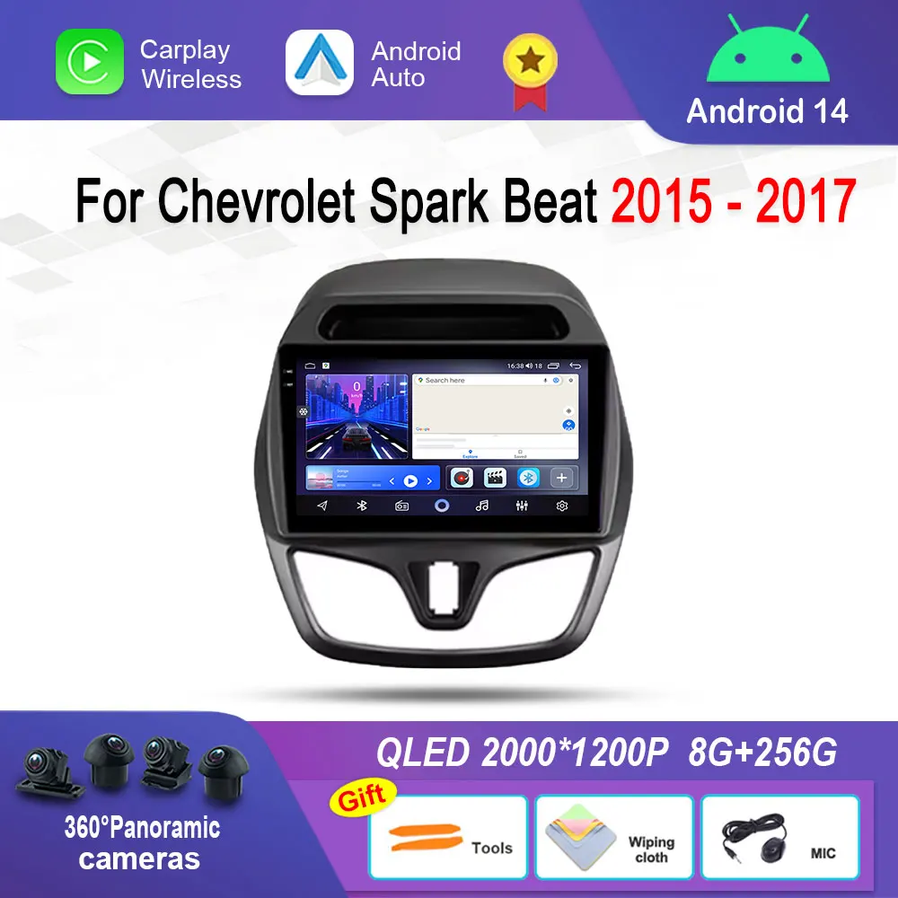 

Bluetooth DSP стерео автомобильный видео мультимедийный плеер для Chevrolet Spark Beat 2015-2017 WiFi Android 14 система 4G GPS сенсорный экран