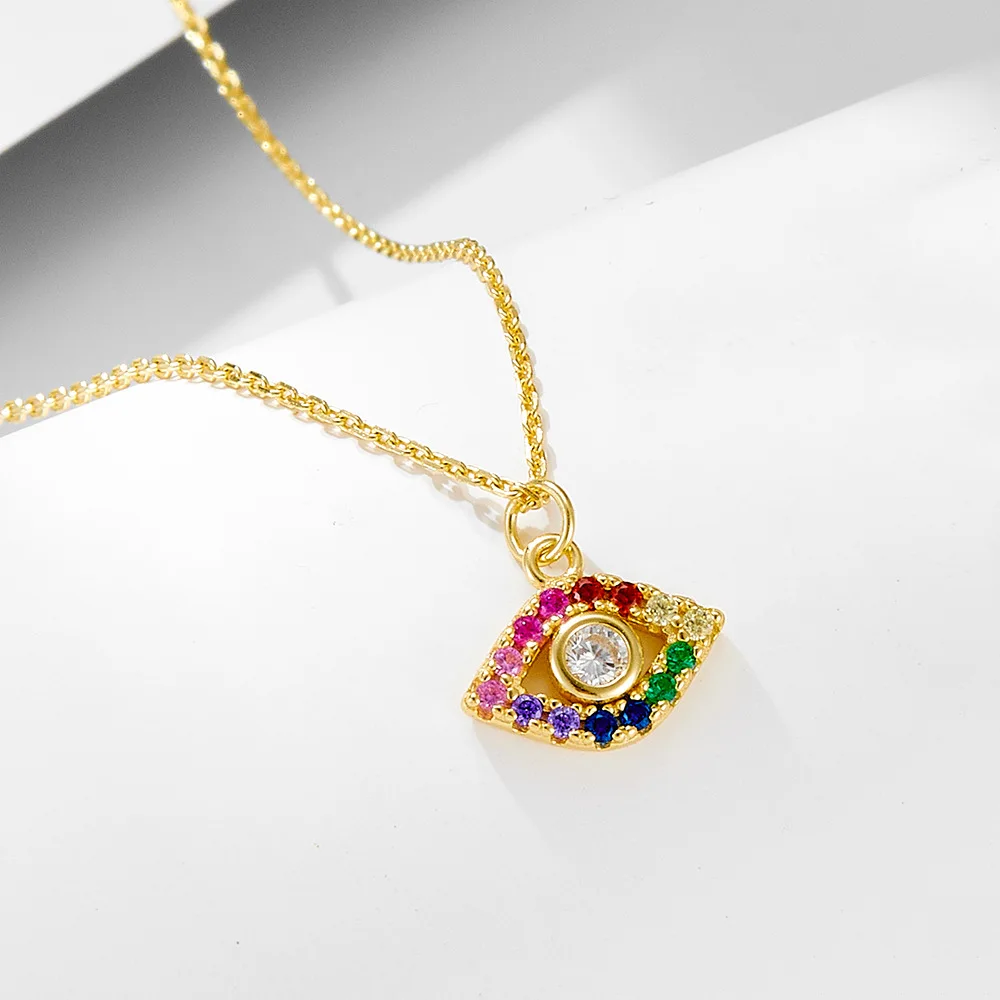 

Dawn's Jewel S925 Sterling silver colored Zircon Eye Necklace Devil's Eye pendant clavicle chain necklace