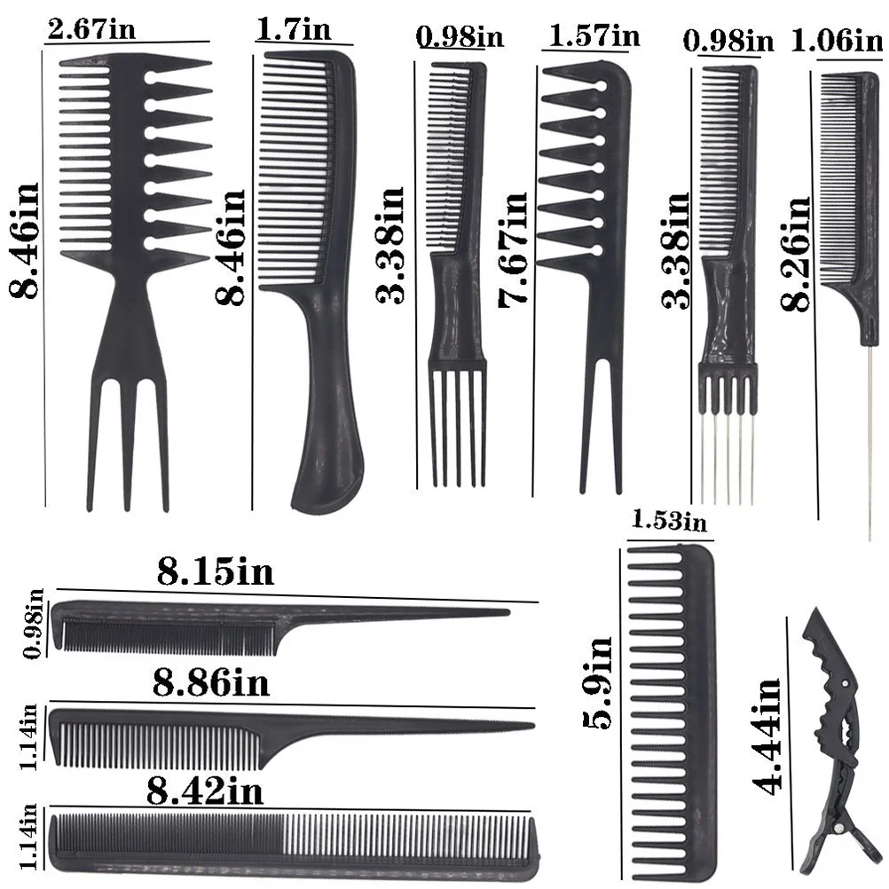 

1Set Multifunctional Male Hair Comb Kit Durable Wide Tooth Plastic Styling Tail Double Teeth Comb Alligator Clips Hairdressing