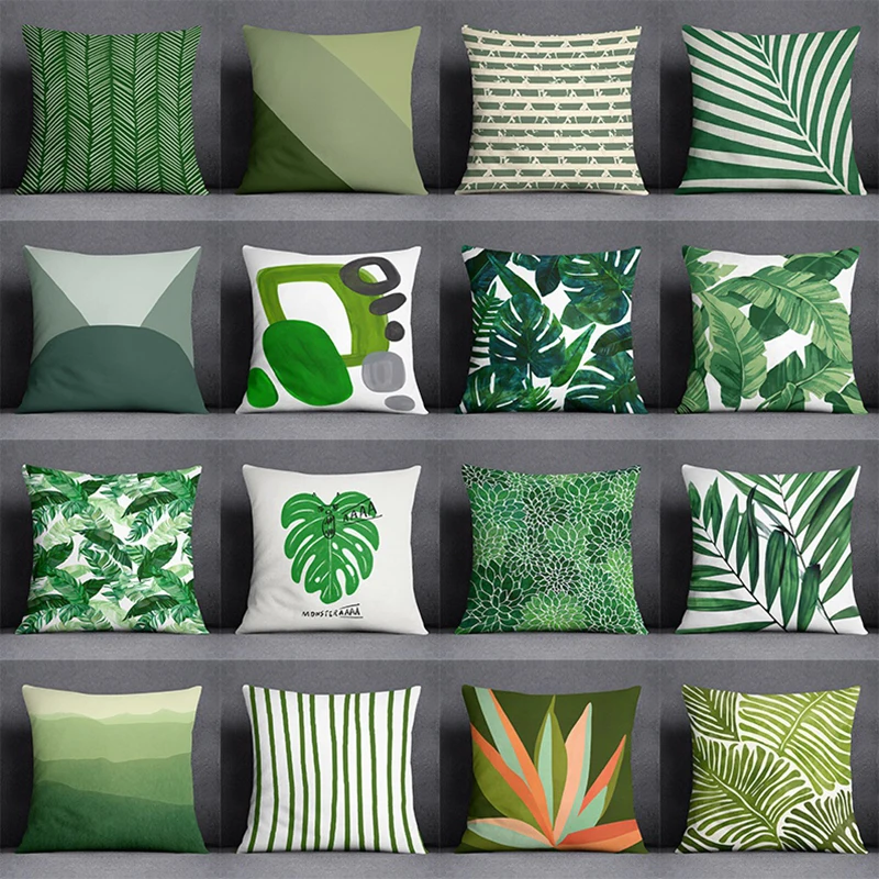 

Green Leaf Series Pillow Gifts Home Office Furnishings Pillow Bedroom Sofa Car Cushion Cover Pillowcase