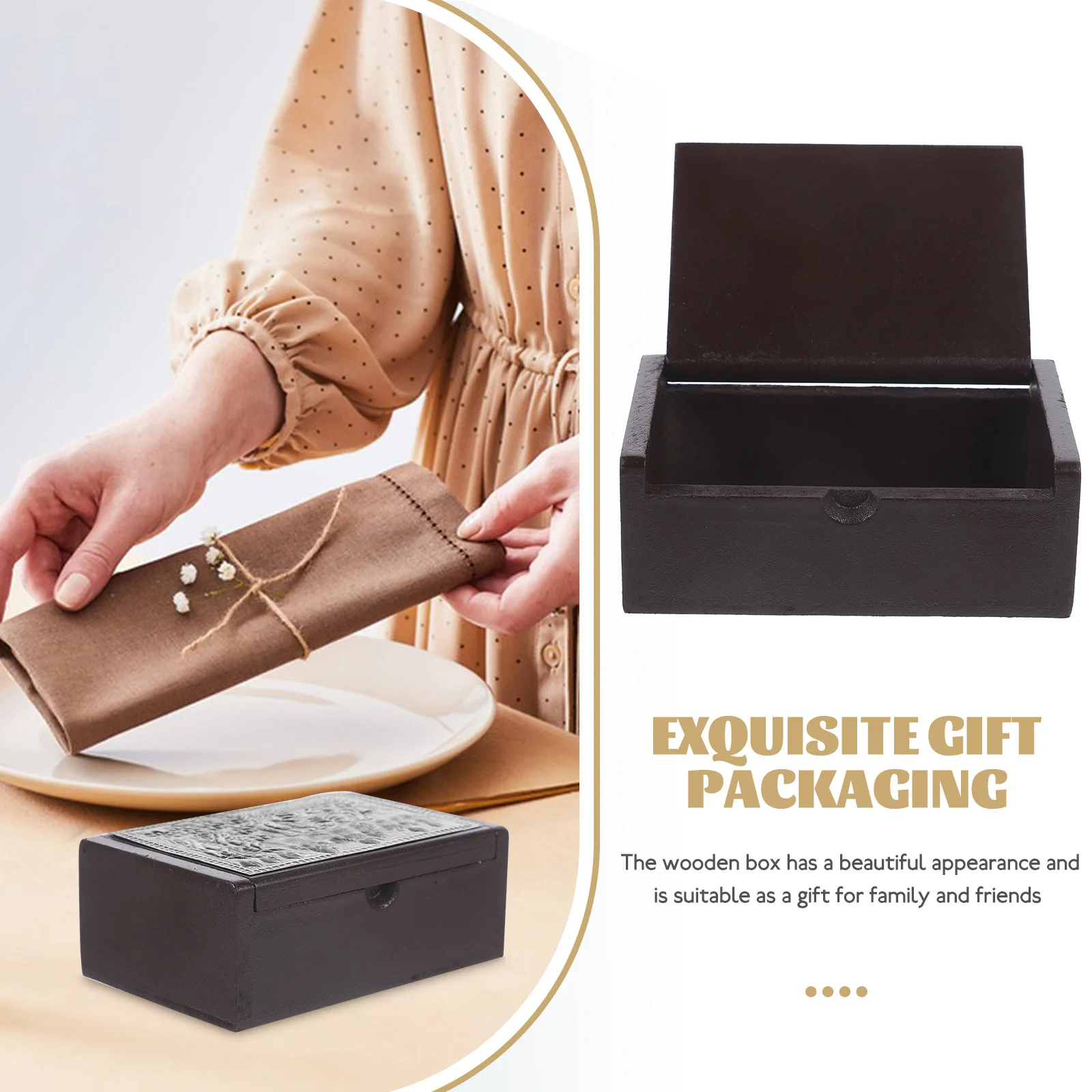 Mallette de rangement pour cartes en bois, rabat fonctionnel pour recettes, cartes de visite, porte-monnaie organisé, bureau léger