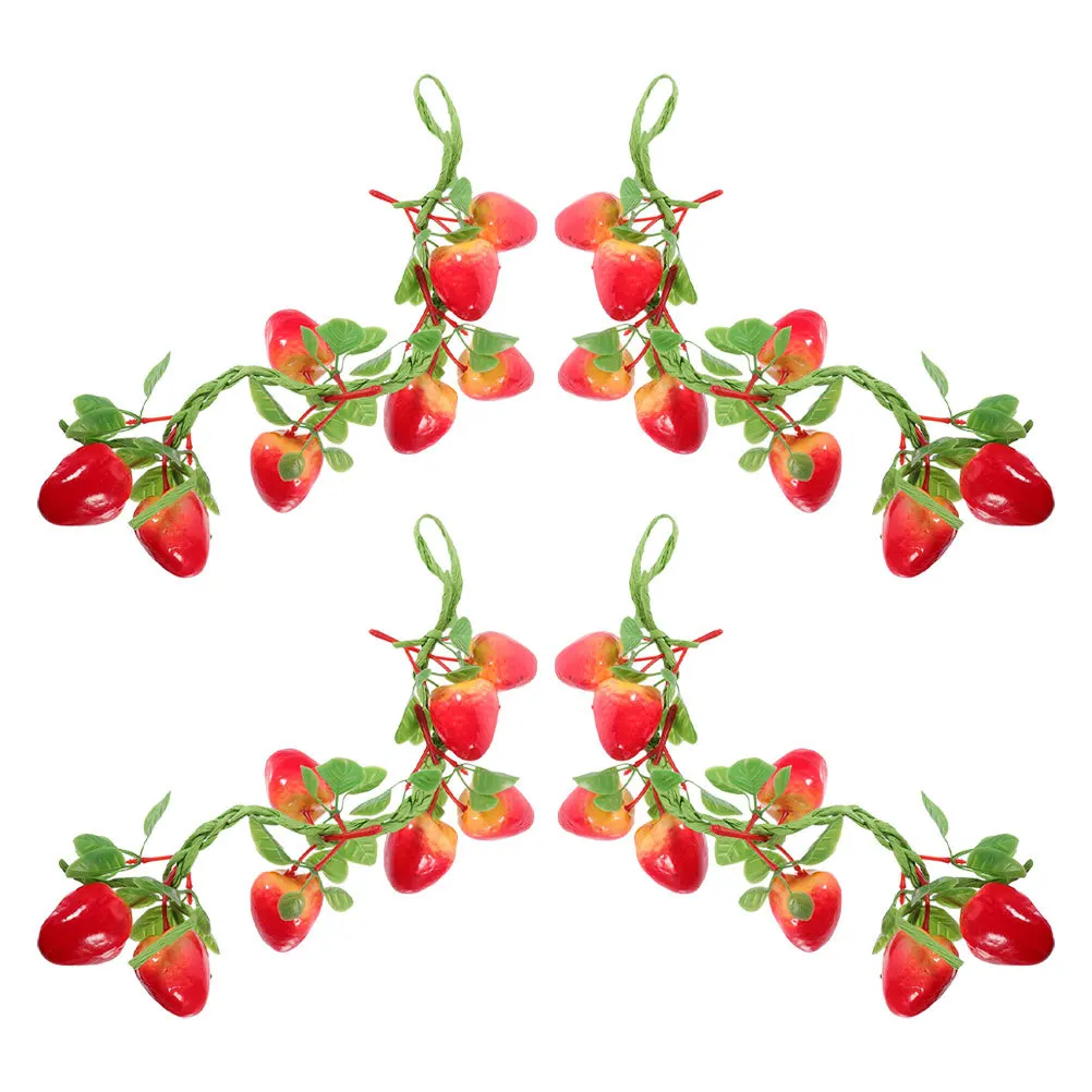 

4Pcs Artificial Strawberry Strings Realistic Fake Fruit Bunch for Photography Props Home Party Decor Simulation Plastic Fruits