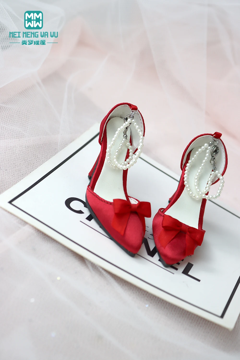 Mini giocattoli da 7,5 cm Scarpe da bambola 58-60 cm 1/3 SD DD Doll Elegante tacco a catena di perle Regalo per bambola