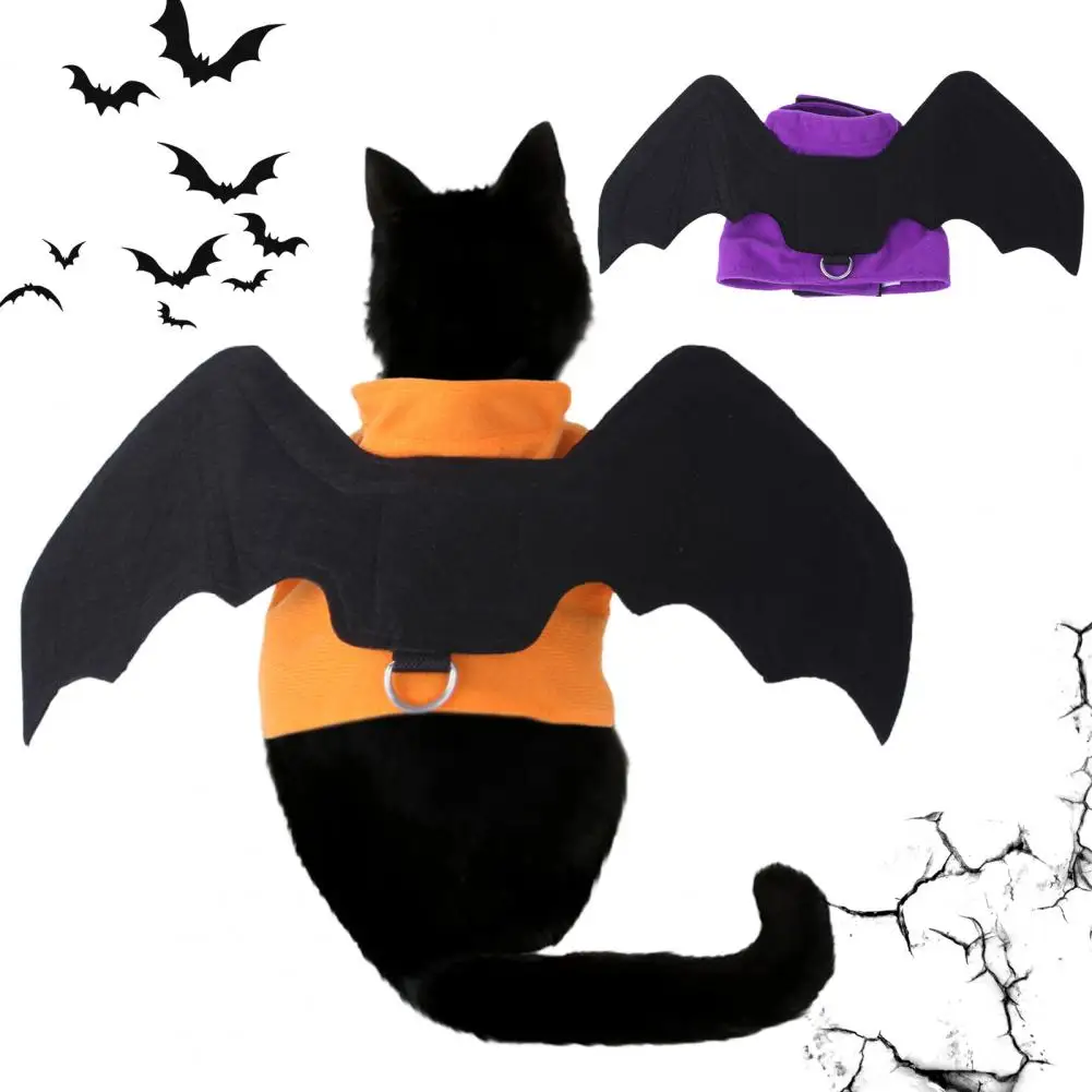 Halloween Bat Wings Costume D-Ring Design Enhance Atmosphere Polyester Funny Dog Costume Artificial Wings Cosplay Wings Decor