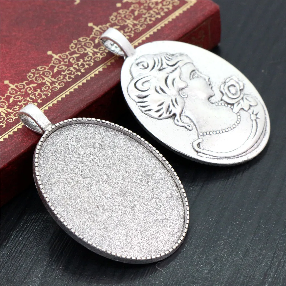 New Fashion 5pcs 30x40mm Inner Size Antique Silver Plated/Bronze Simple Style Cabochon Base Setting Charms Pendant