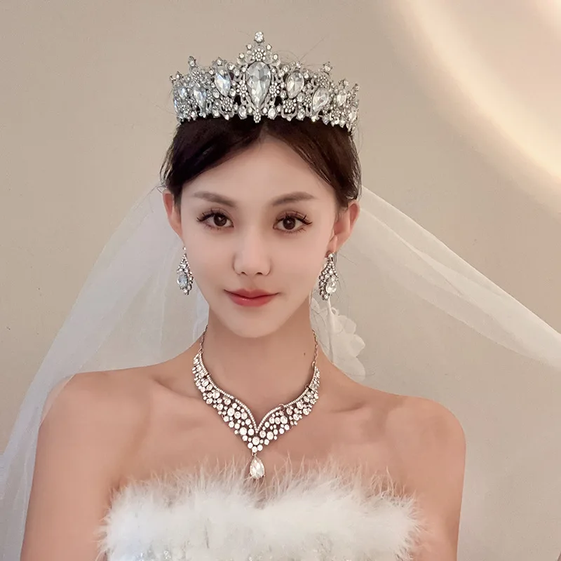 Water Drop Rhinestones Headband for Bride Luxury Princess Crown Tiaras Temperament Tiaras Accessories Dress Banquet Wedding B