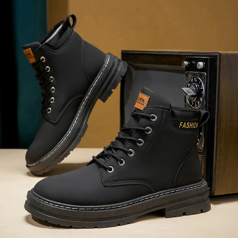 أحذية رجالية كلاسيكية جديدة موديل 2025 متوسطة القطع - نعل سميك، برباط، طراز خارجي مع ملحقات