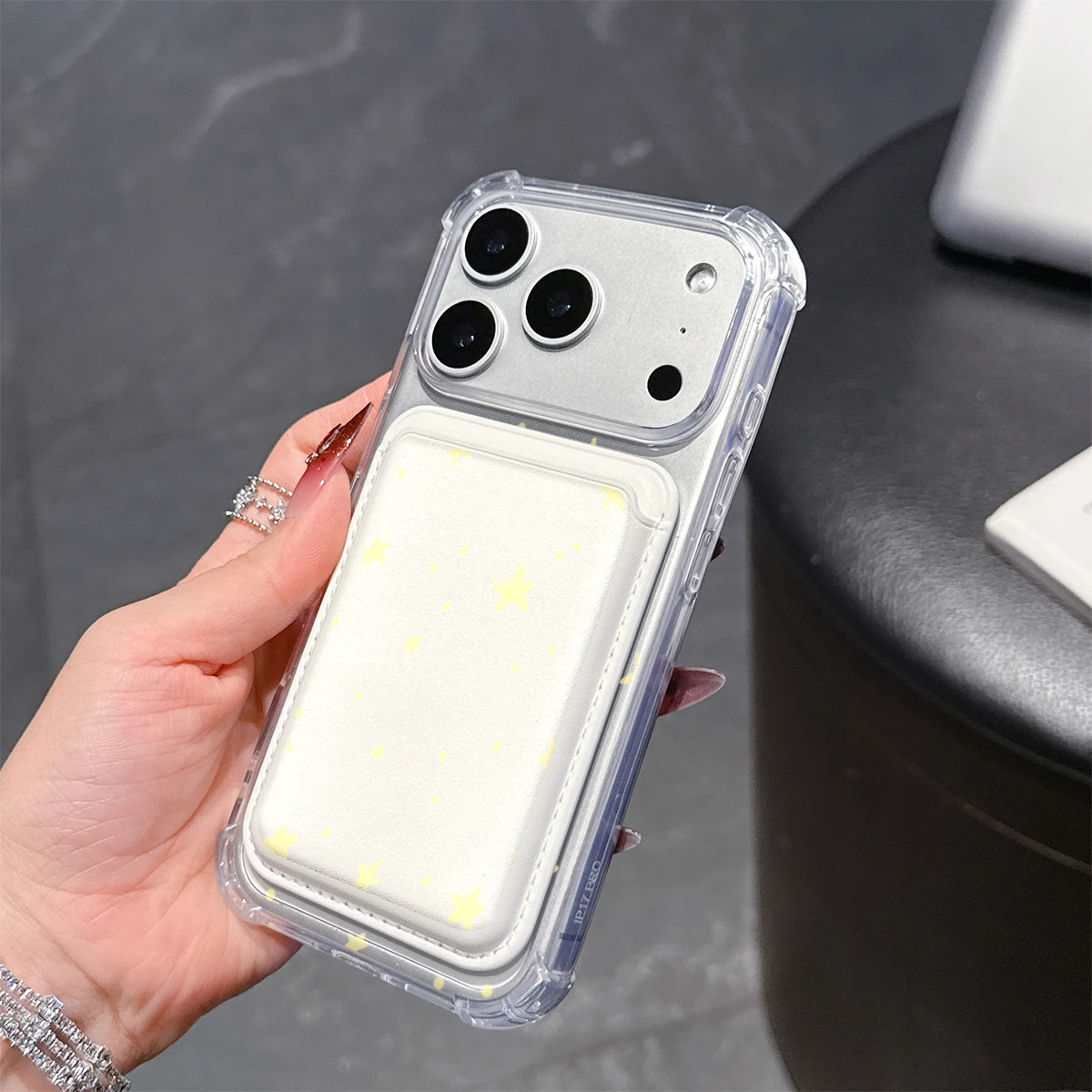 Yellow Stars Phone Case For iPhone 17 16 15 14 13 Pro Max Plus Wallet Pocket Transparent Soft TPU for Magnetic Phone Case view 4