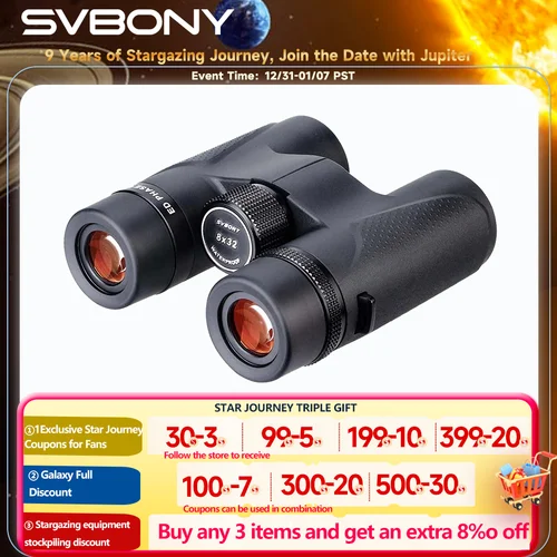 Svbony SV202 8X32/8x42/10x42/10X50 ED binoculares IPX7 cuerpo de aleación de magnesio binoculares de largo alcance BAK4 para observación de aves Camping