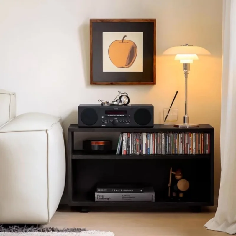 

Nordic solid wood sofa side cabinet side table Italian minimalist small apartment living room magazine book storage double-layer