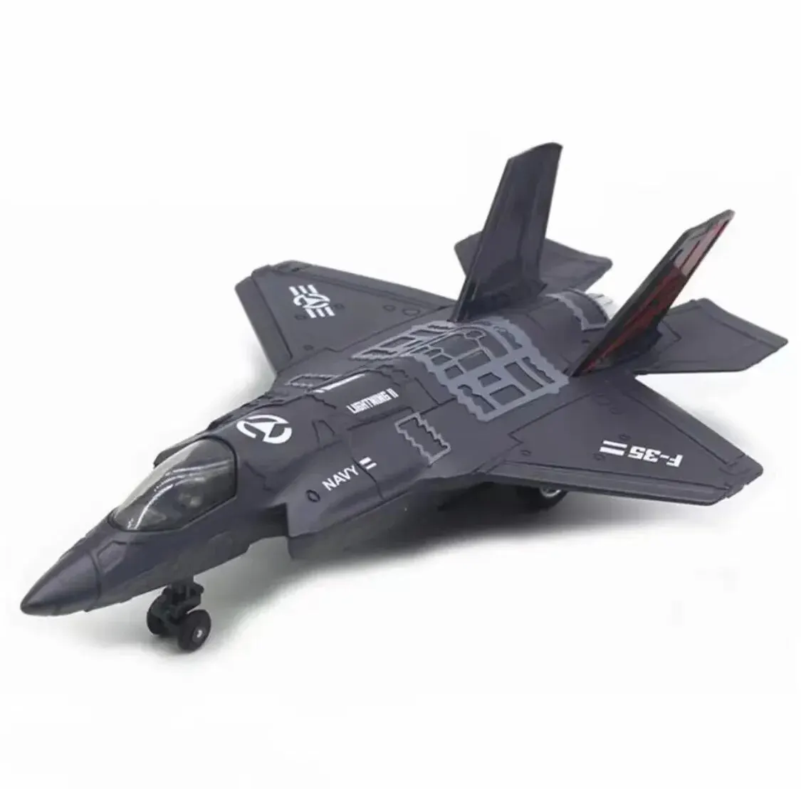 Tirar hacia atrás los jets de juguete F-35 avión de combate de aleación con luz y sonido, avión fundido a presión para niños, modelo de avión de juguete para colección