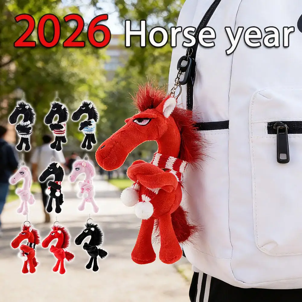 Crossed Arms Horse Plush Keychain 20cm Soft Stuffed Animal Toy Unique Expression Design for Backpack Purse Car Decor Cute Gift