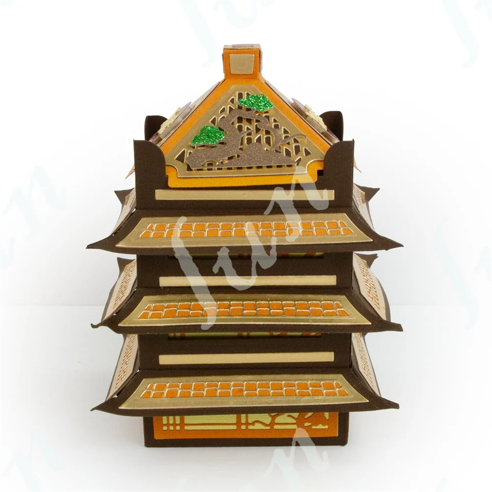 New Pretty Pagoda Gift Box Die Cut Metal Cutting Dies Stencils for DIY Scrapbooking Photo Album Paper Card Embossing Molds - Image 6