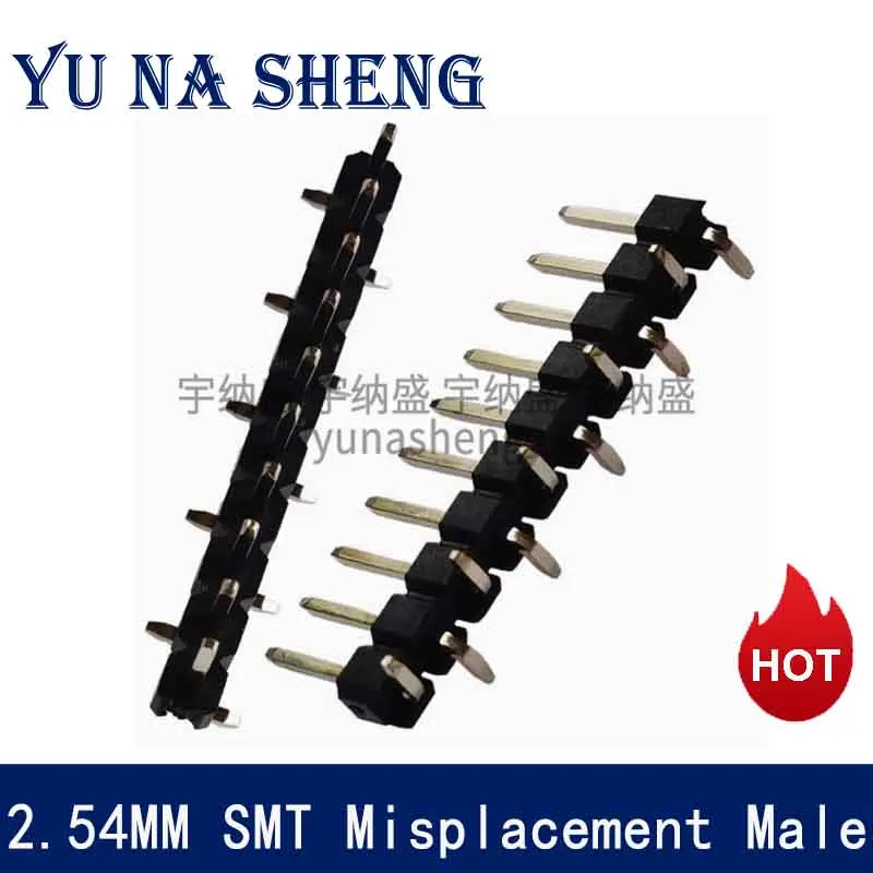 10pcs 2.54mm SMD Single Row Male Pin Header 2/3/4/5-40P  SMT Misplacement Male 1X40P Cuttable Breakable PA Long 6mm Optional