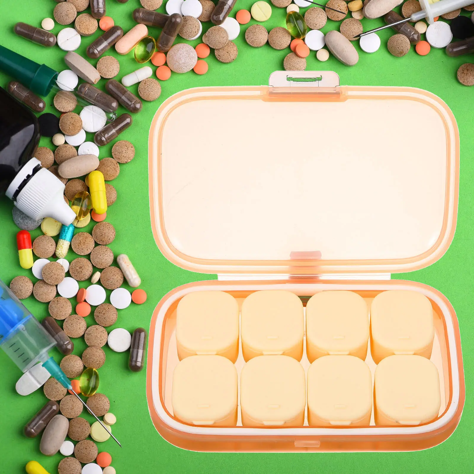 Portable Sealed Pills Organizer Multi-Grid Compact Medicine Case Reusable Wear-Resistant Plastic Travel-Friendly Daily Use