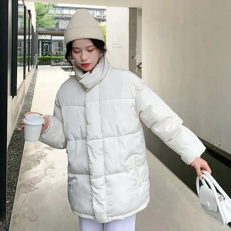 

Down Cotton Jacket Women Autumn Winter 2023 New Solid Color Cotton Coat Fashion Casual Loose Korean Version Parkas Womens