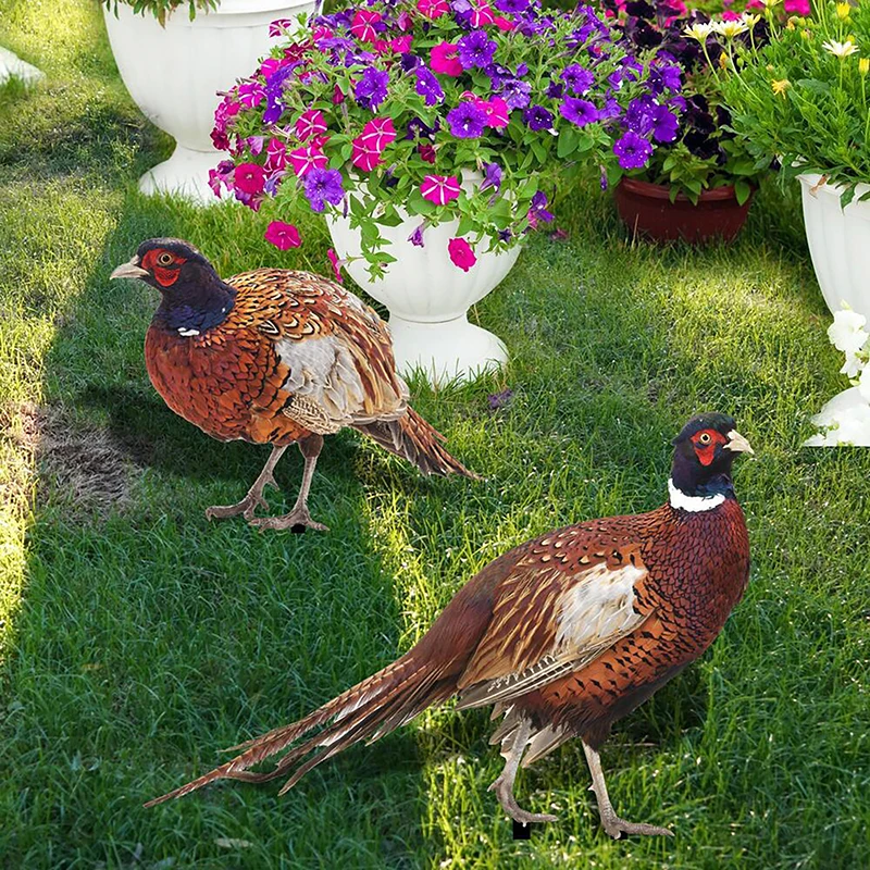 Y Decorative Garden Stake Statue Yard Lawn Ornament Sculptures Acrylic Pheasants Stake Outdoor Art Ground Plug Decor