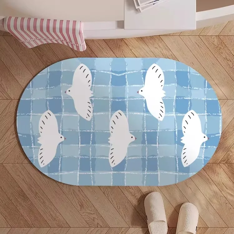 Diatom Mud Bathroom Mat Cartoon Pigeon Rug PVC Anti-slip Absorbent Quick-drying Bath Floor Mats Toilet Rugs 바닥 매트 Alfombra Baño
