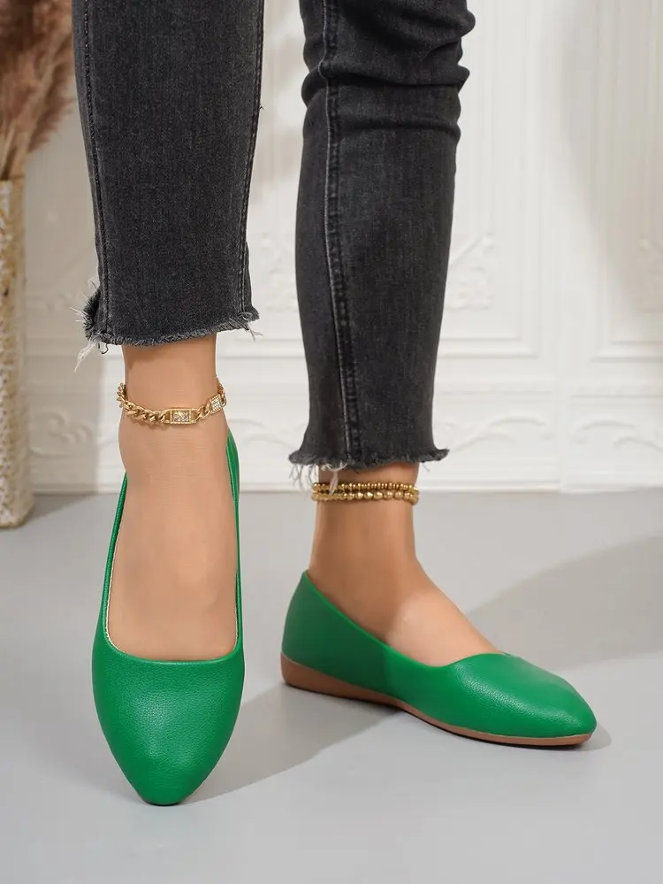 Einfarbige Ballerinas für Damen mit spitzer Zehenpartie, leicht und bequem, zum Hineinschlüpfen, für Alltag, Büro, Schule und Reisen – Detail 30