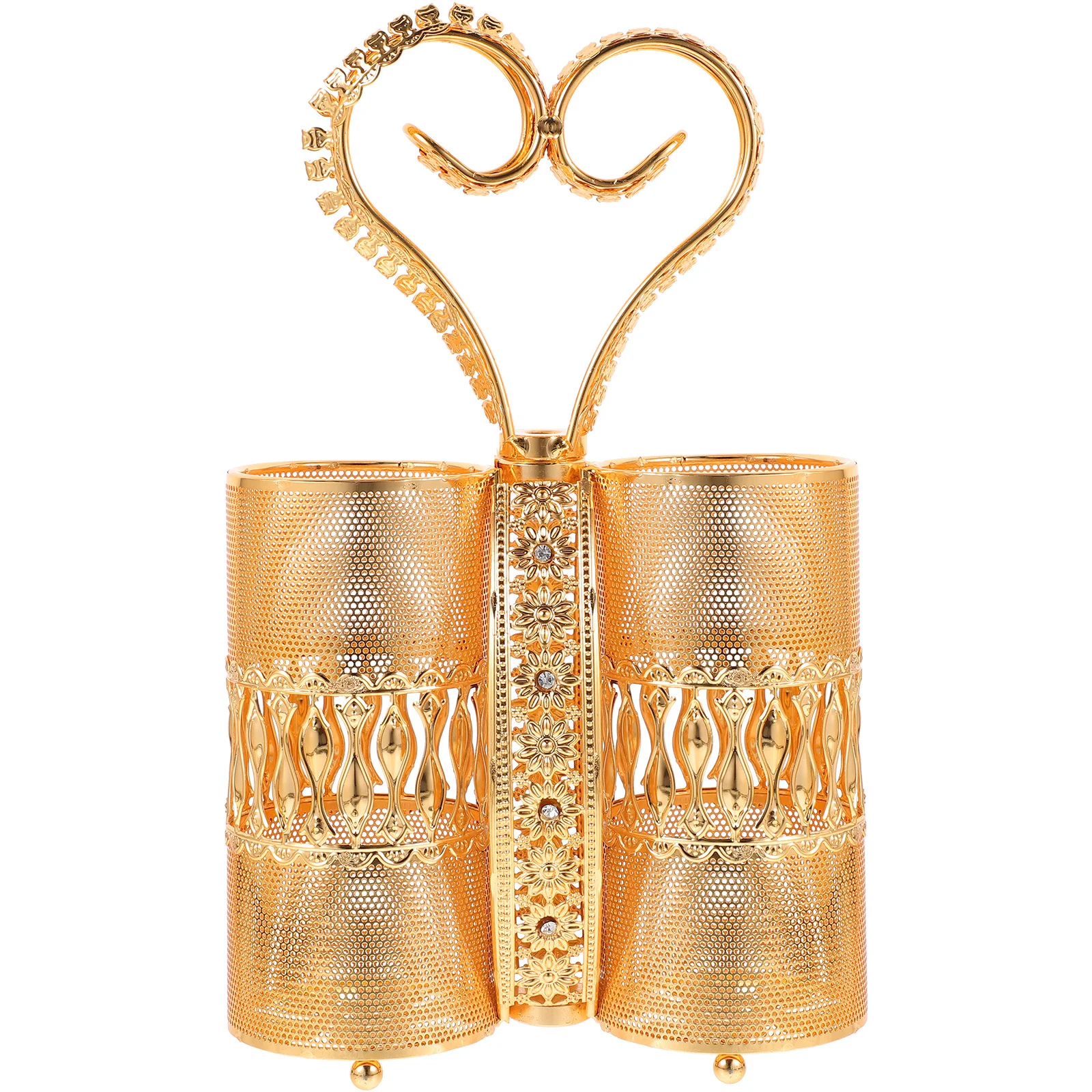 Cutlery Storage Rack Utensil Spoon Forks Holder Golden Dish Basket Party Silverware Table Countertop Drain Bucket