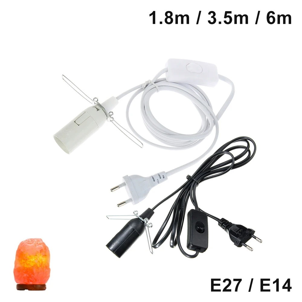 EU Power Cord Cable E14 E27 Socket Lamp Base With Switch Wire For Pendant LED Bulb E14 Hanglamp Suspension Holder
