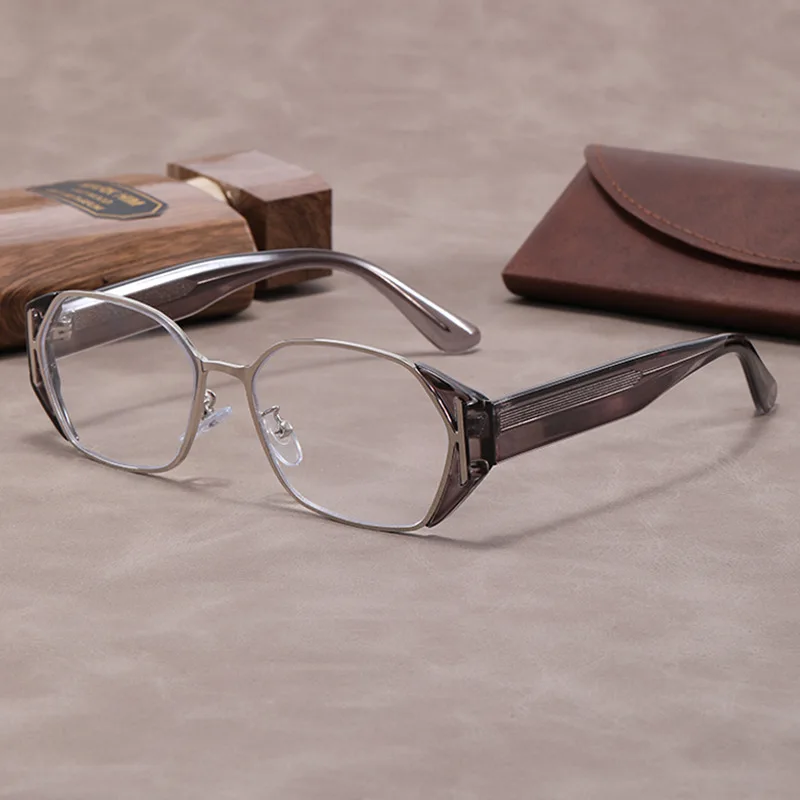 

Fashion INS Personalized Light Luxury Women's Flat Mirror Retro Small Frame Luxury Trendy Ice Block Anti Blue Light Glasses