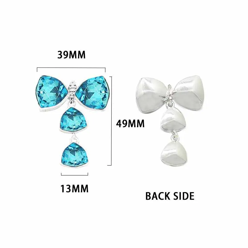 Creative 5pcs 39x49MM Large Crystal Metal Pendant Accessories DIY Jewelry Bridal Handheld Flower Bowknot Hairpin Decoration