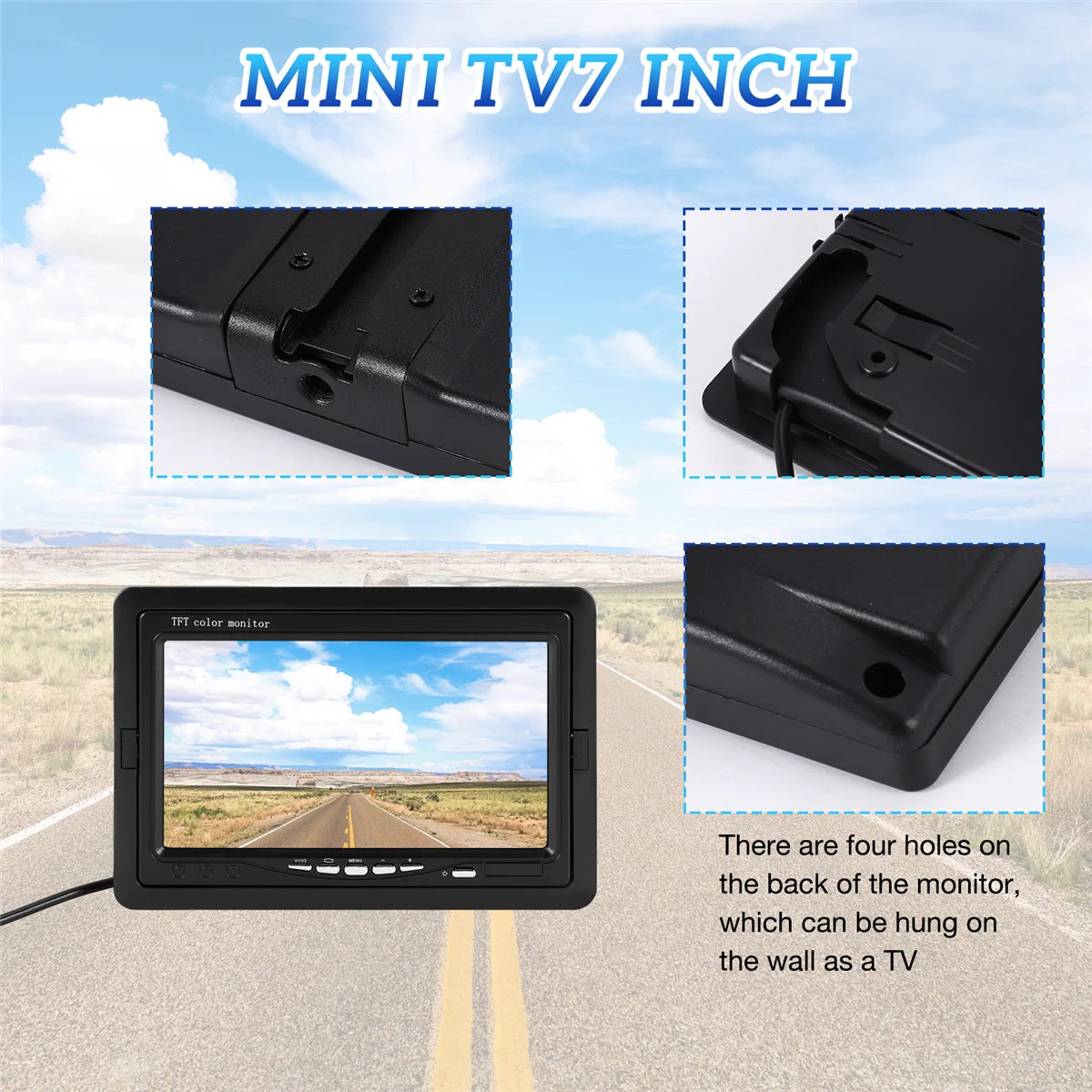 

Mini TV 7 Inch HD Monitor 800X480 Portable Car LCD Screens on DVD/CMMB Two Input for Passenger Cars Trucks