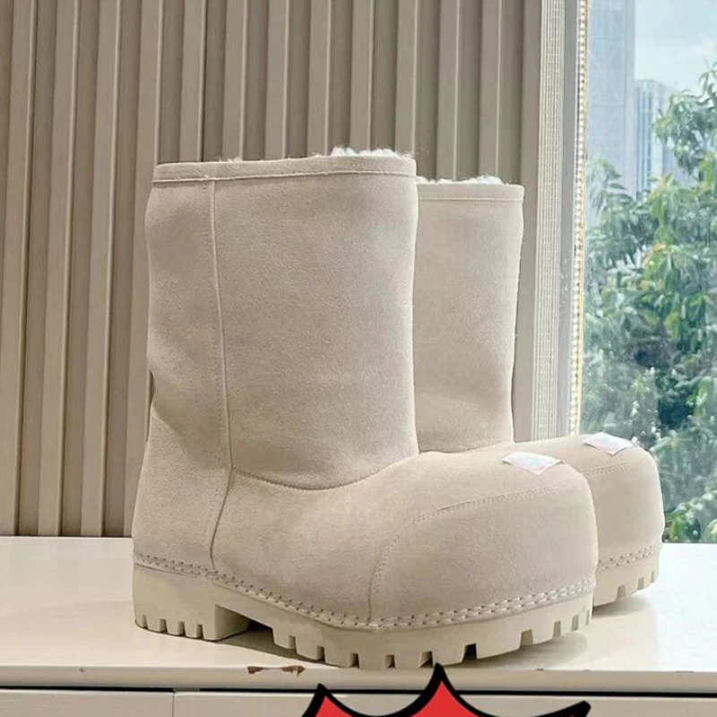 High-end Warm Women's Boots Low-tube Mid-tube High-tube Boots Cute Thick-soled Big-head Thickened Snow Warm Bread Boots Couple