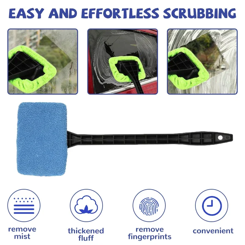 Window Cleaning Brush Kit Wiper Microfiber Brush Windshield long handle cleaning brush automatic cleaning wipe tool Auto Parts