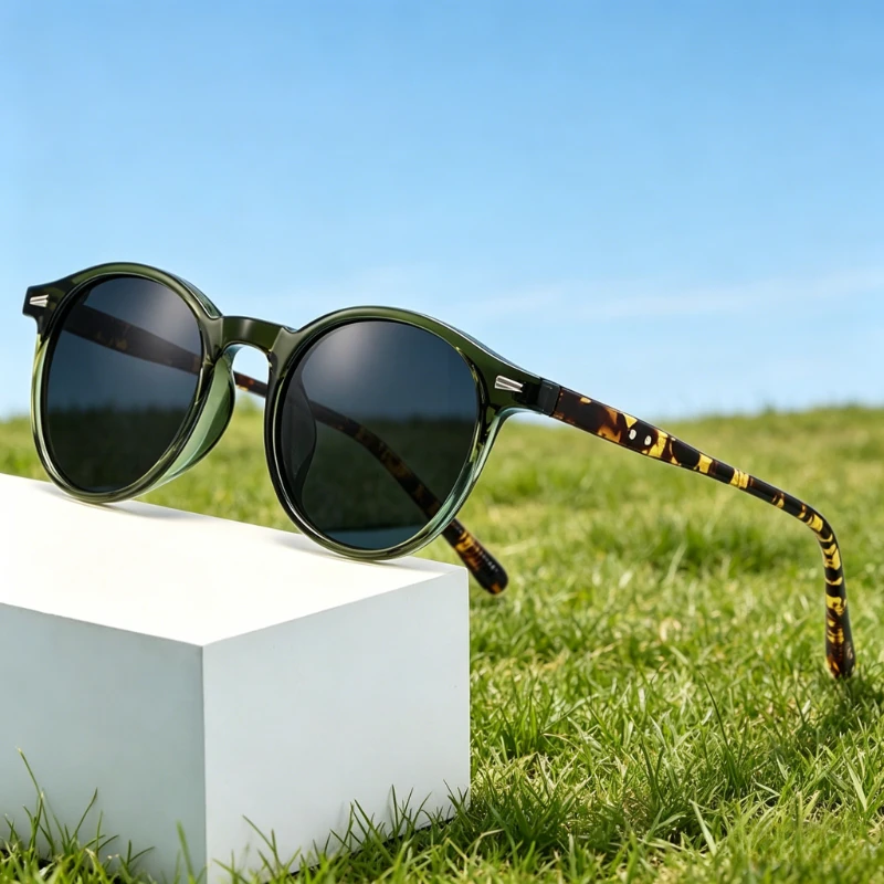 2026 Neue Runde Sonnenbrille Unisex Modische UV-Beständige Gläser für Outdoor, Reisen, Angeln und Autofahren UV400