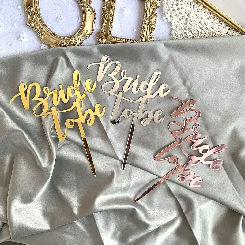 New Rose Gold Bride To Be Acrylic Cake Topper for Bridal Shower Engaged Wedding Party Supplies Cupcake   Decorations