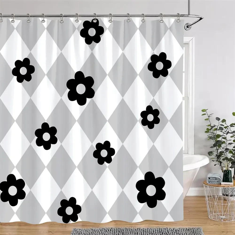 Polka Dot Geometric Line Shower Curtain Colourful Solid Colour Simple Modern Polyester Washable Shower Curtains Bathroom Decor