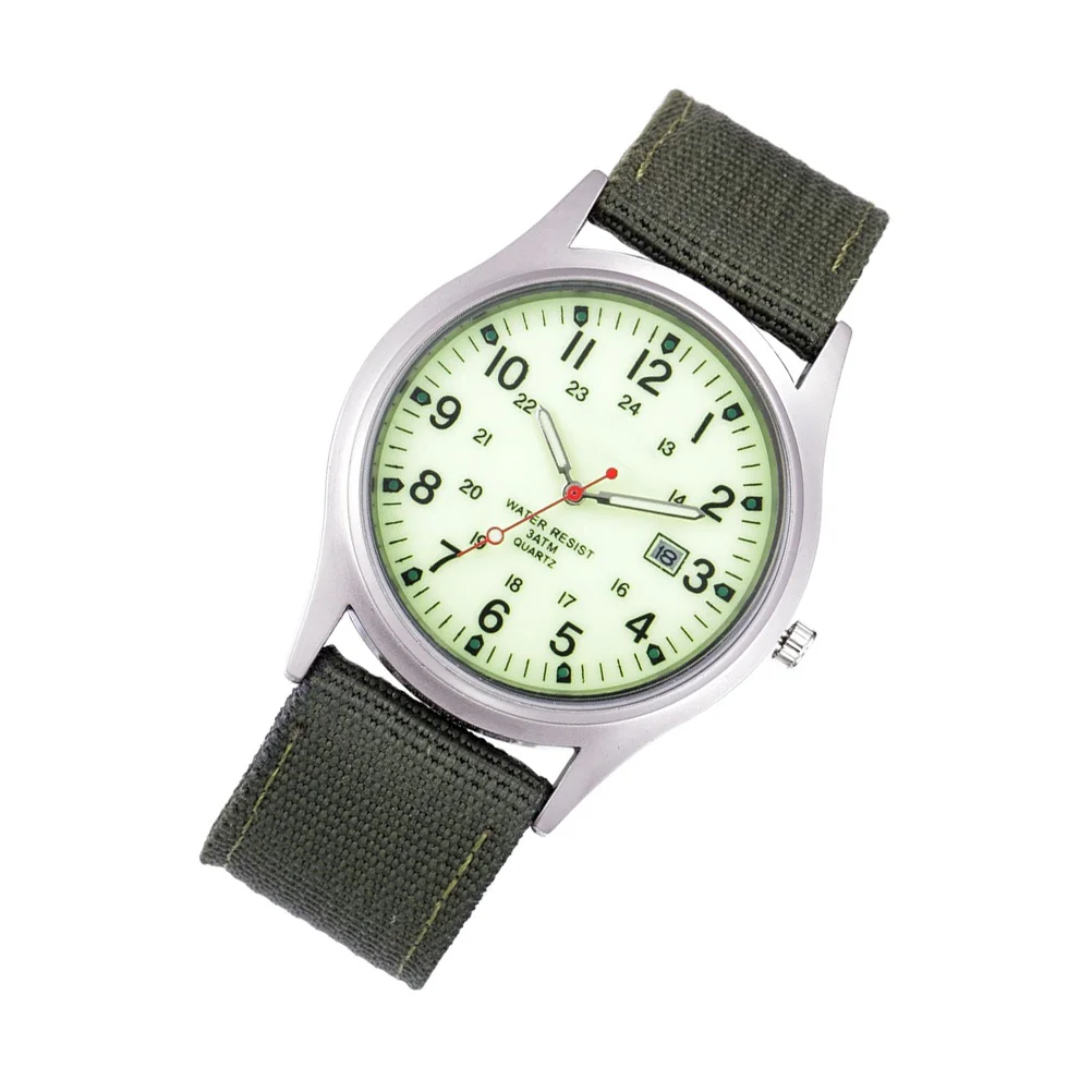 

1Pcs Durable Night Light Watch for Men Canvas Band Calendar Dial Luxury Design Wristwatch Men Quartz Watch
