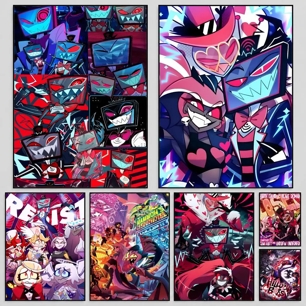 Animation Alastor Hazbin Hotel Poster Self Adhesive PP Wall Art HD Gaming Room Bedroom Living Room Decor Apartment Gift