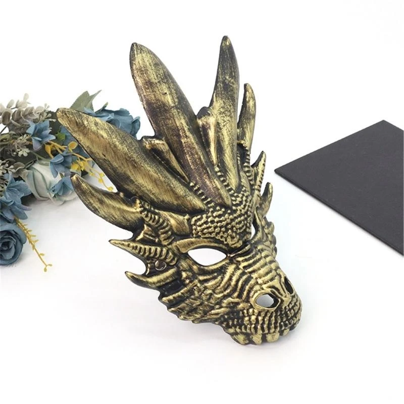 652f Dragon Head Mask Face Dragão Máscara Halloween Cosplay Máscara para homens