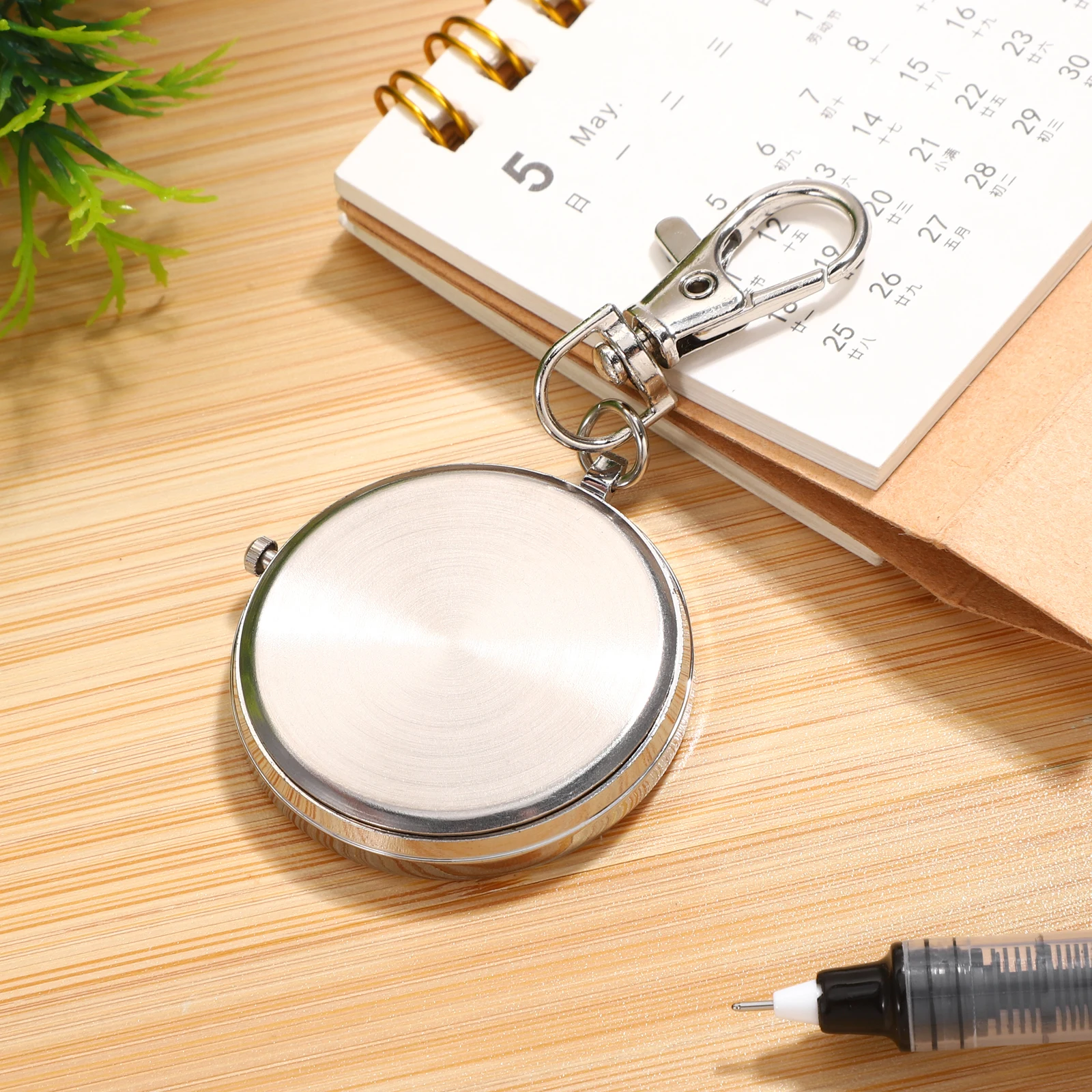 

Nurse Portable Pocket Watches Silver Glass Keychain Hanging for Nurses Doctors Small Fob Watch Student Exam Timing Tool Nurse
