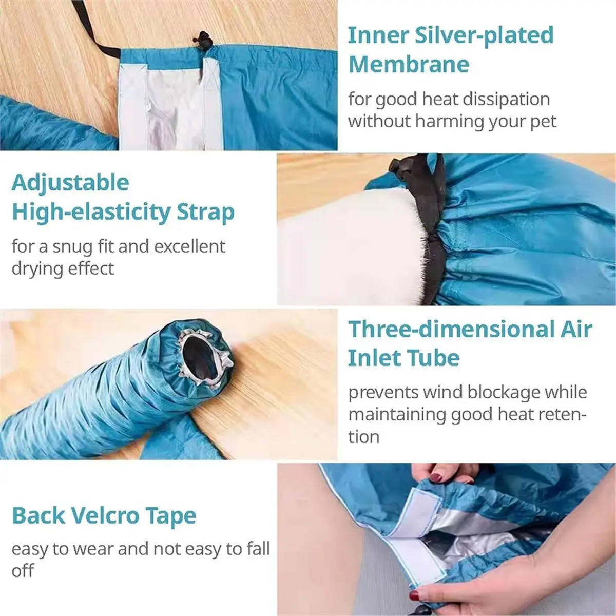 (A75U) Quick Dry Pet Hair Drying Suit for Medium & Large Dogs, 360° Air Circulation Grooming Accessory for Blow Drying XL