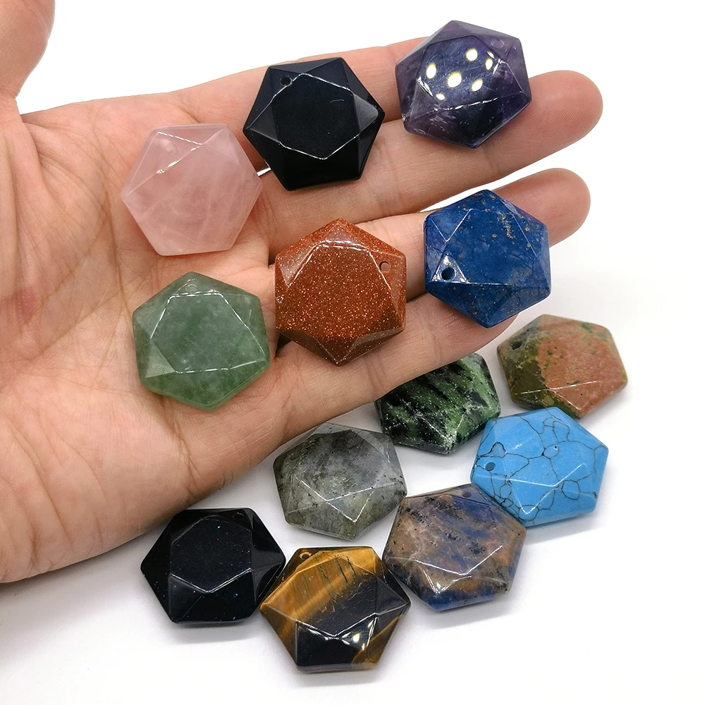 

24*27mm Hexagram Star of David Pendant Necklace Natural Stone Crystal Gemstone Charm Chakra Reiki DIY Jewelry Accessory