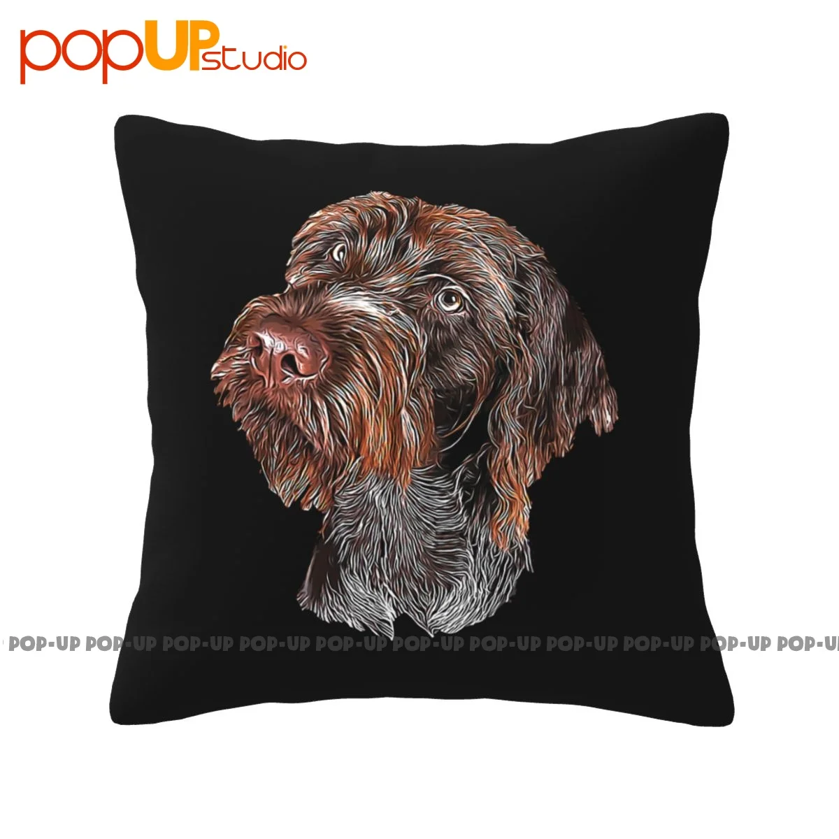 Funky Deutsch Drahthaar German Wirehaired Pointer P-176 Pillowcase Throw Pillow Cover Natural Breathable Zipper Type