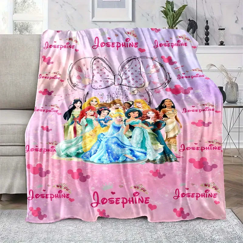 The Disney Princess Themed Blanket Super Soft with Cute Cartoon Prints Comfortable Family Travel Sofas Beds Gift Princess Fans
