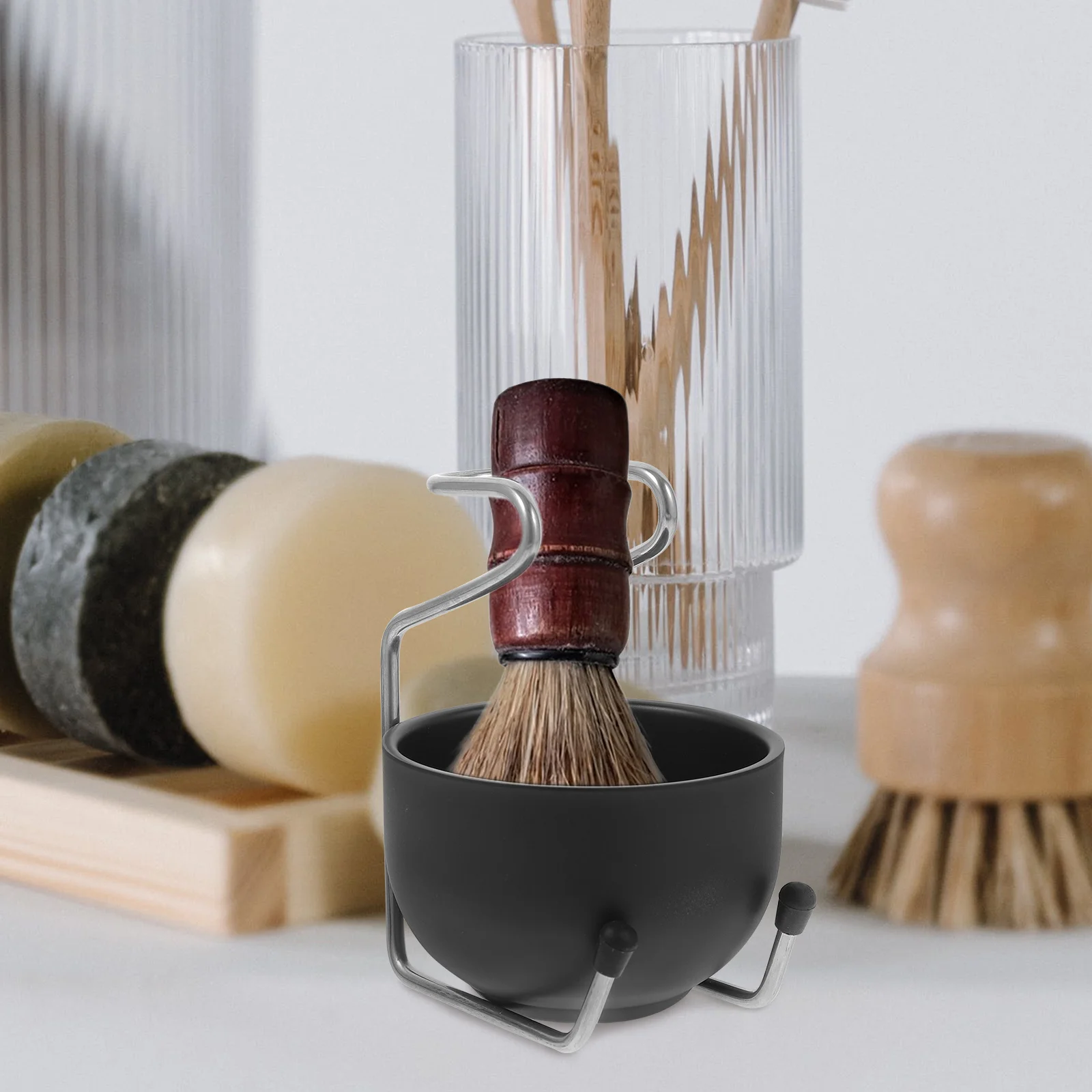 

1Set Shaving Beard Soap Bowl Set Stainless Steel Holder for Men Grooming Tools Mustache Care Kit Portable Home Travel Use