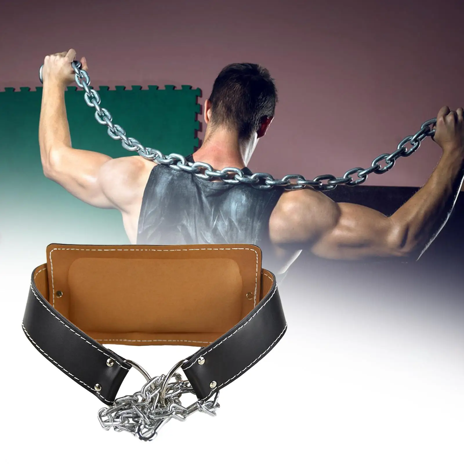 

Weightlifting Dip Belt with Chain Workout Accessory Bodybuilding Fitness Belts Gym Belt Back Support for Men Women Training