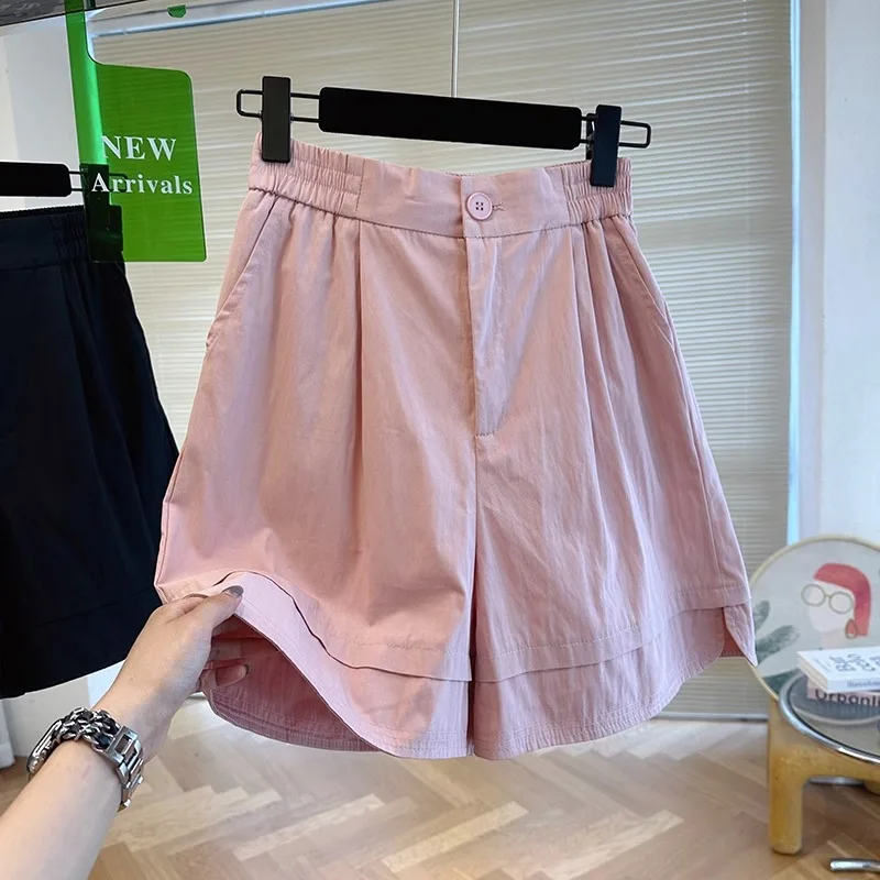 

Шорты-брюки женские летние свободного кроя с высокой талией, широкие, А-силуэт, длиной до колена, для полных женщин