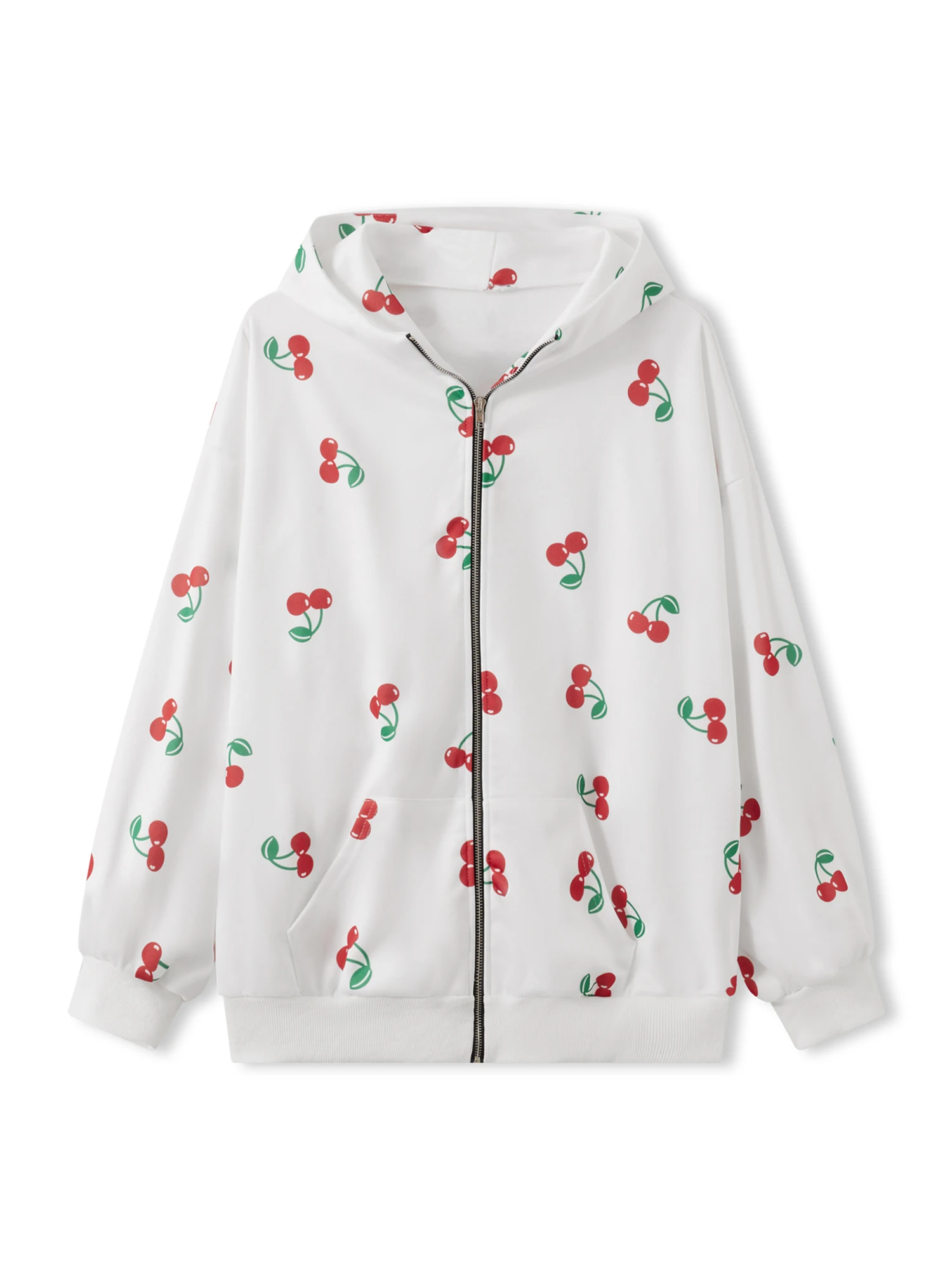 เสื้อฮู้ดดี้พิมพ์ลายดอกไม้แขนยาวลำลองสำหรับผู้หญิง มีฮู้ดผูกเชือกและกระเป๋าแบบจิงโจ้ เหมาะสำหรับฤดูใบไม้ผลิและฤดูใบไม้ร่วง