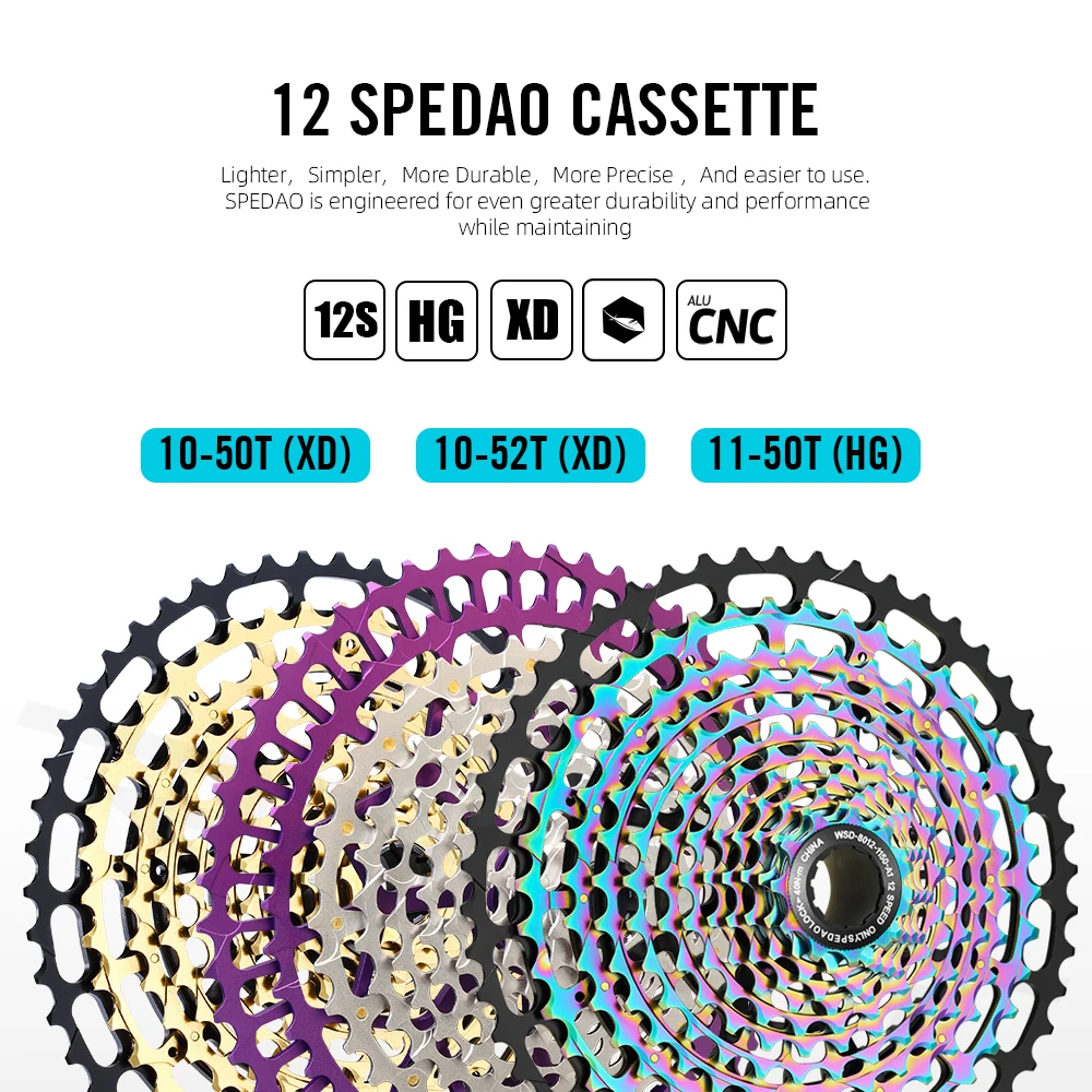 2026 SPEDAO 12-Gang MTB Kassette 10-52T 10-50T XD/11-50T HG Freilauf Leichtgewicht CNC K7 Kettenrad Schaltsystem Getriebeteile – Detail 3